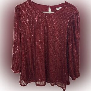 Glamorous Burgundy Sequin Blouse